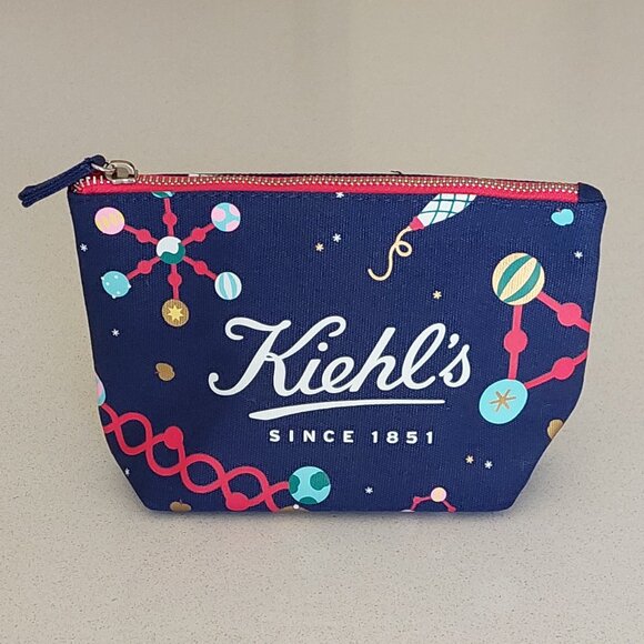 Kiehl's Since 1851 Blue Holiday Cosmetic Make-up Zip Case (NWOT) - Picture 1 of 16